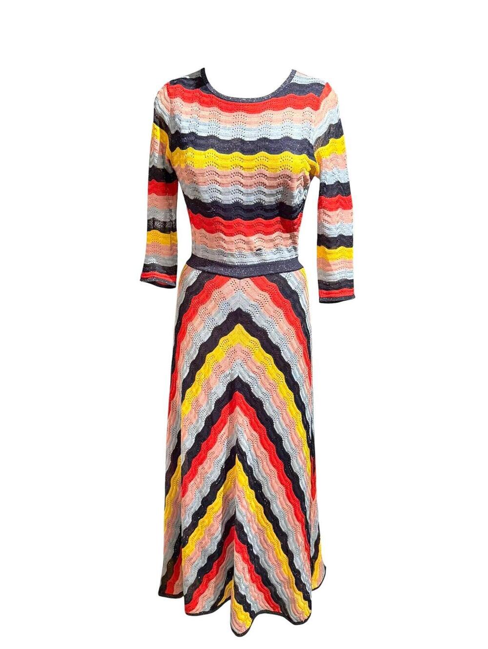 Boden Multicolor Wave Pattern Helen Dress with 3/4 Sleeves